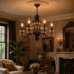 Black crystal cage chandelier