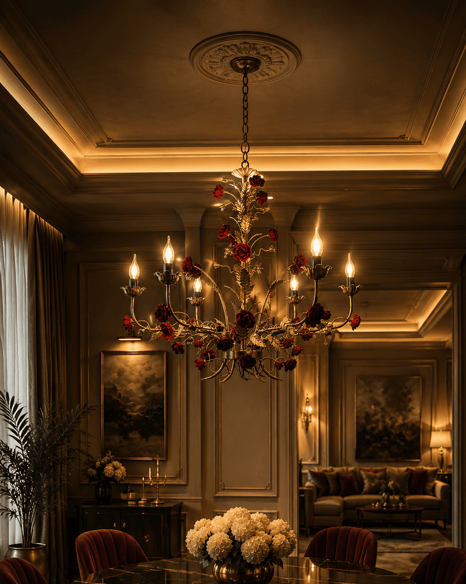 Golden Floral Chandelier