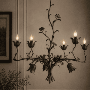 wrought iron floral chandelier